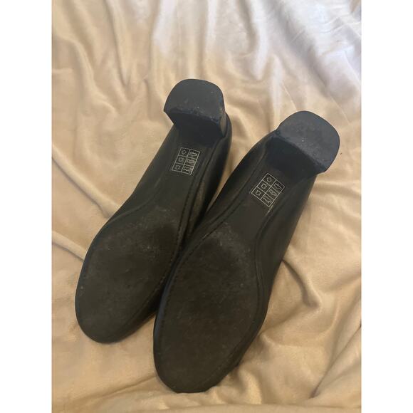 PRADA Bow Front Shoes w Chunky Block Heel Napa Leather Black 39.5 9.5 Gold Logo - Picture 9 of 12